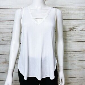 Express White V-Neck Tank Top
